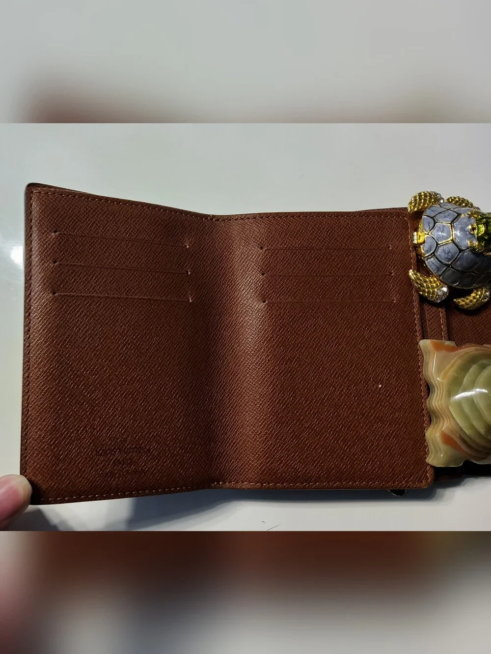 Louis Vuitton Joey Monogram Canvas Wallet with Gold Hardware - Brown